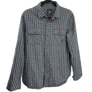 Kane & Unke Men's Shirt Jacket Plaid Navy Blue Cotton Large